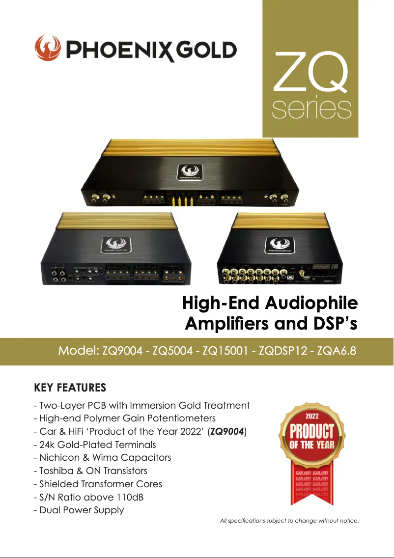 Page n°1 - Manuel utilisateur Phoenix Gold ZQA6.8