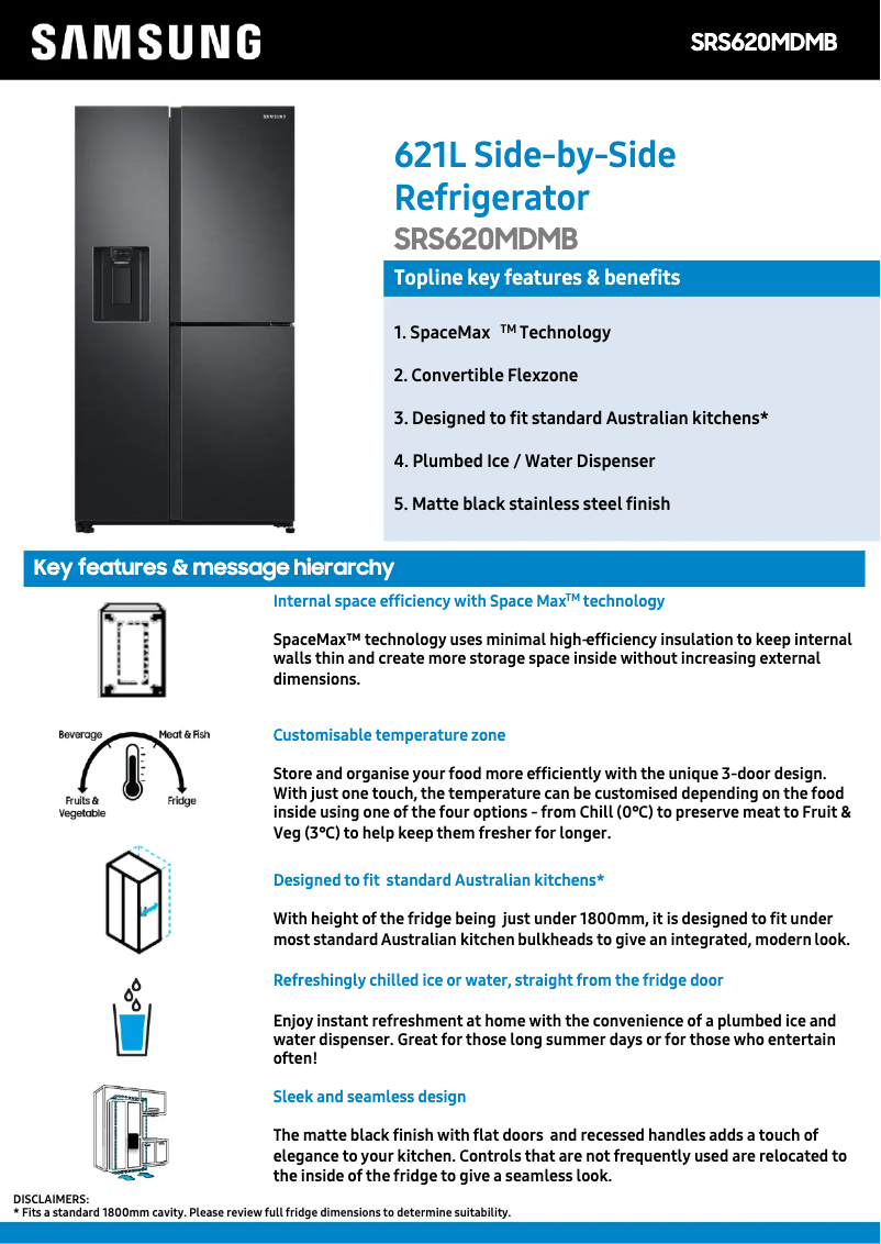 Page n°1 - Fiche technique Samsung SRS620MDMB