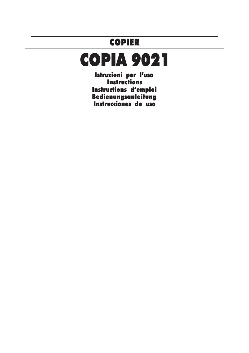 Image de la première page du manuel de l'appareil Copia 9021