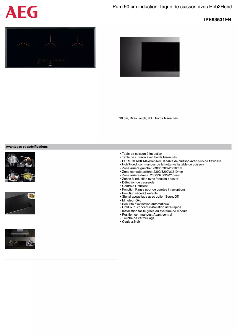 Page n°1 - Fiche technique AEG IPE93531FB
