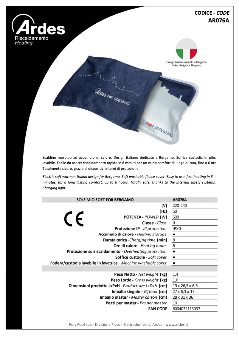 Page n°1 - Fiche technique Ardes AR076A