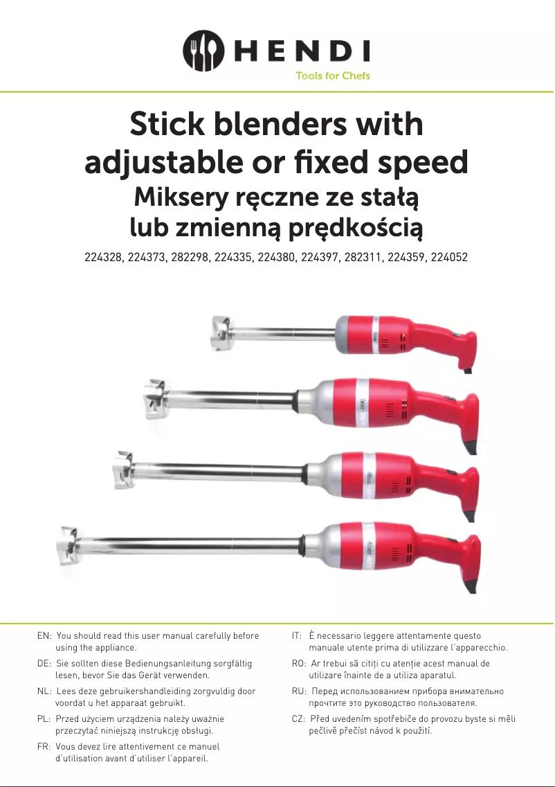 Page n°1 - Manuel utilisateur Hendi 224397