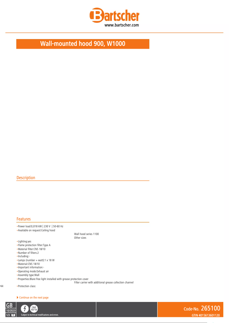 Image de la première page du manuel de l'appareil 265100