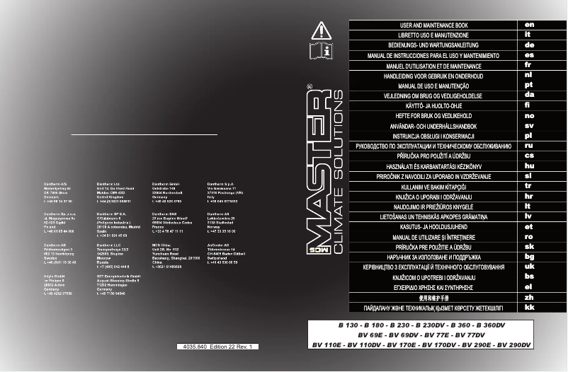 Page n°1 - Manuel utilisateur Master B 130