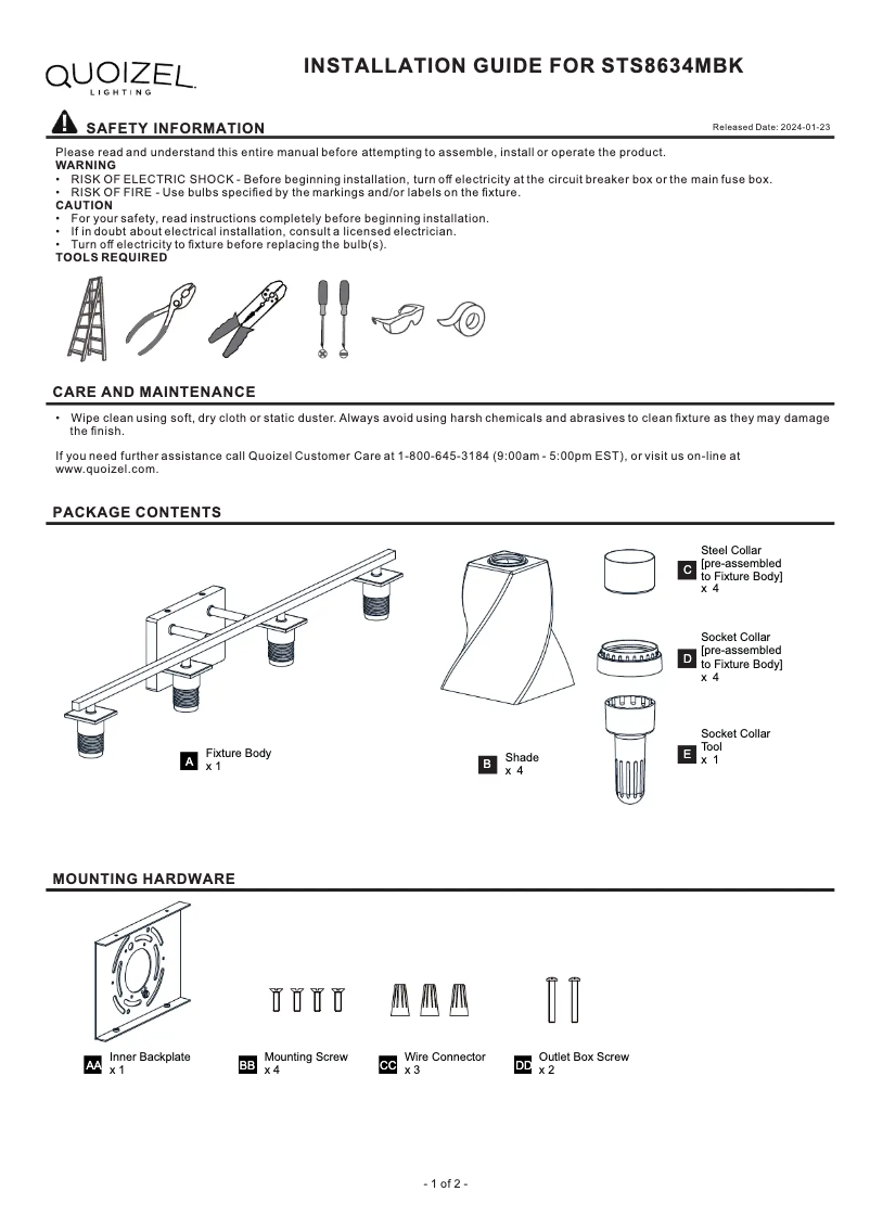 Image de la première page du manuel de l'appareil Stetson STS8634MBK