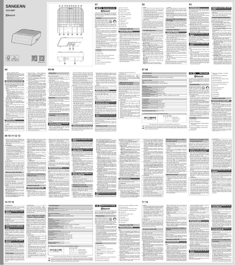 Image de la première page du manuel de l'appareil DCR-90BT