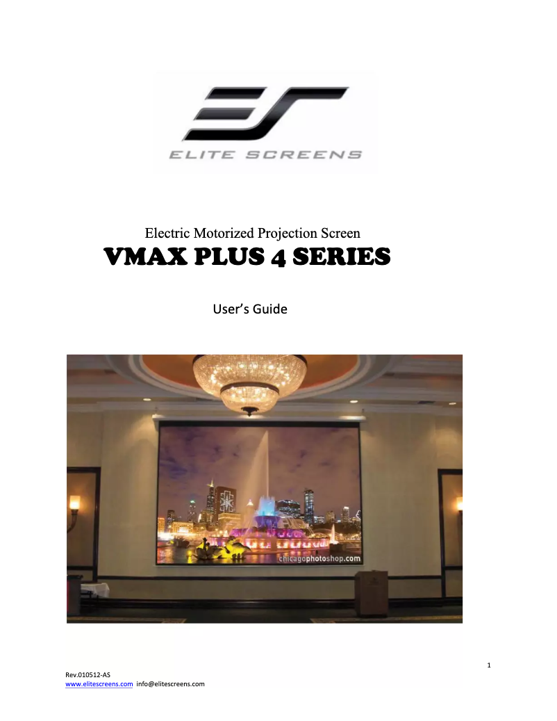 Página 1 del manual Manual de usuario Elite Screens VMAX Plus 4 VMAX350XWV