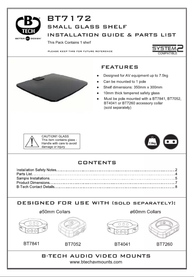 Page 1 de la notice Manuel utilisateur B-Tech BT7172