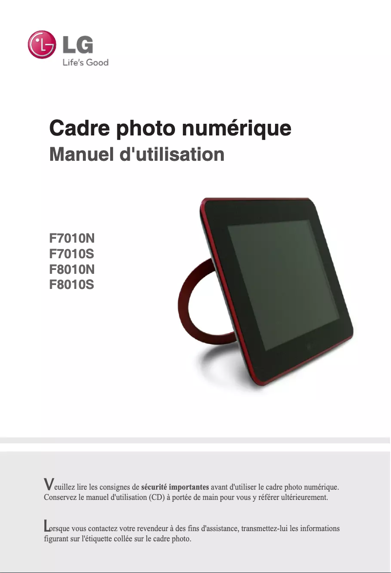 Image de la première page du manuel de l'appareil F8010S
