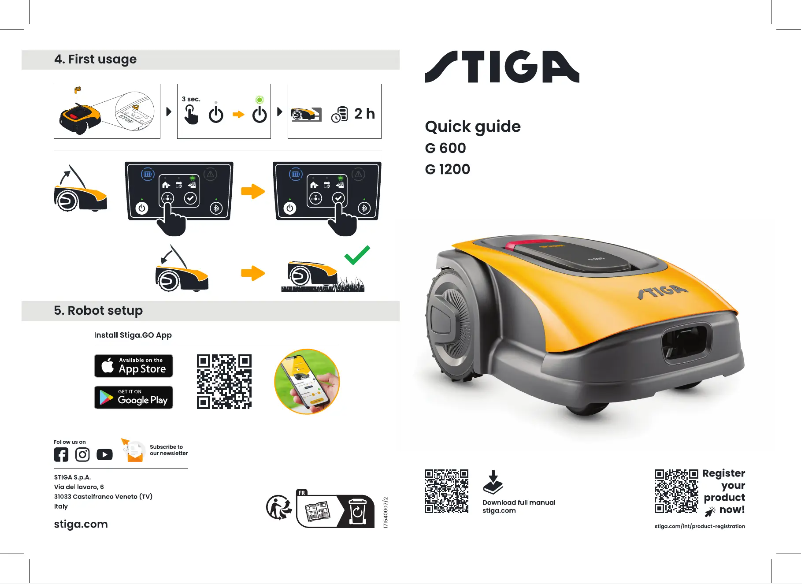 Page n°1 - Guide de démarrage rapide Stiga G 1200