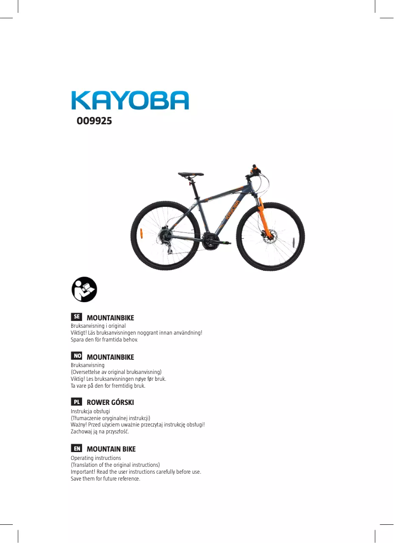 Page n°1 - Manuel utilisateur Kayoba 009-925