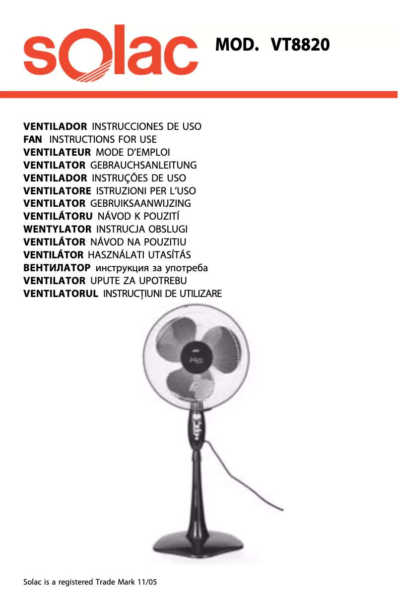 Page n°1 - Manuel utilisateur Solac VT8820