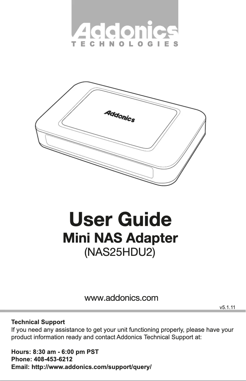 Page n°1 - Manuel utilisateur Addonics NAS25HDU2