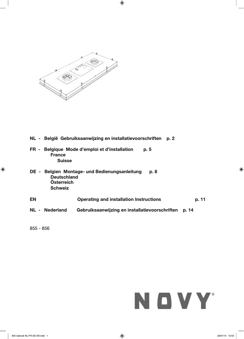 Page 1 de la notice Manuel utilisateur Novy 856