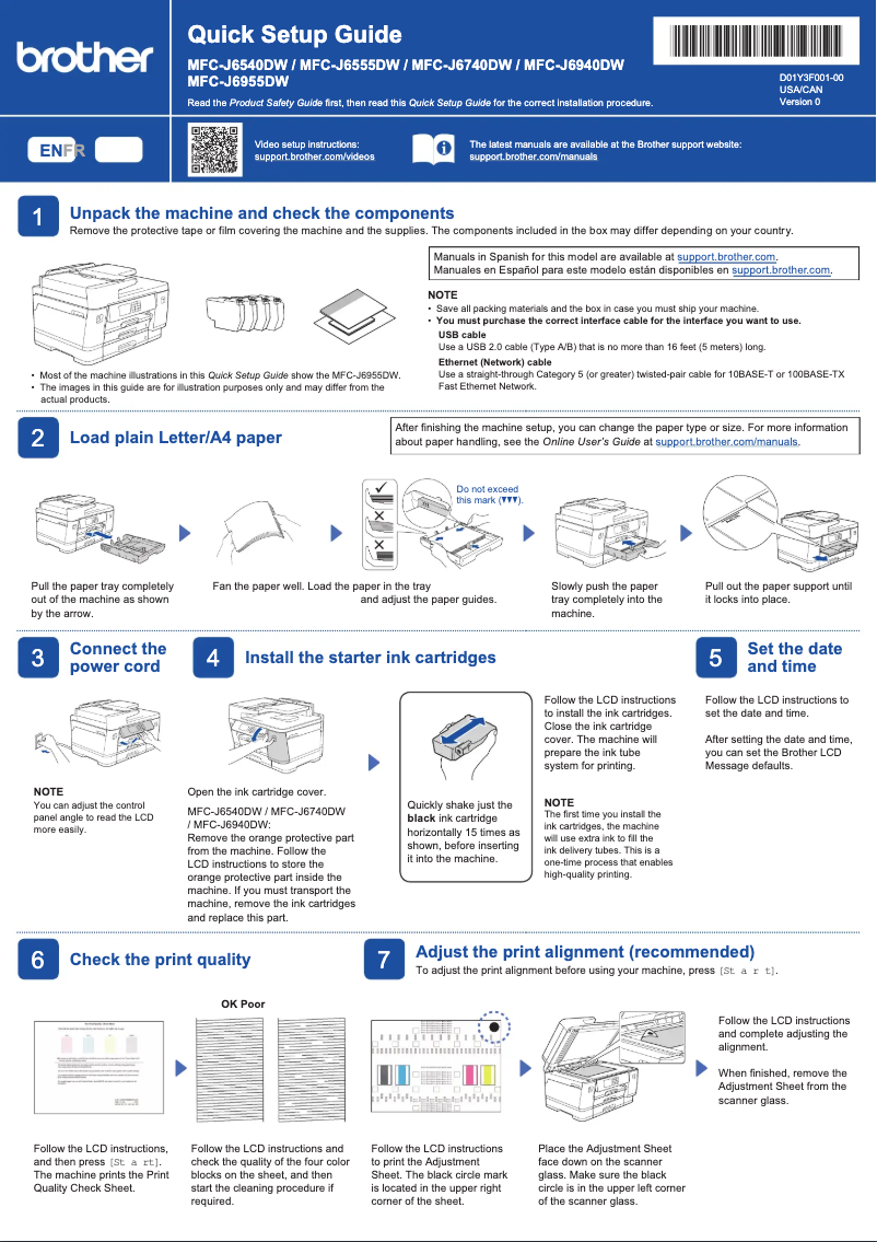 Page n°1 - Guide de démarrage rapide Brother MFC-J6555DW