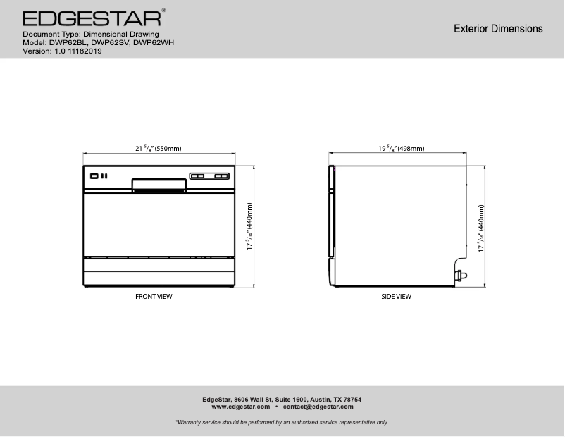 Page n°1 - Fiche technique EdgeStar DWP62