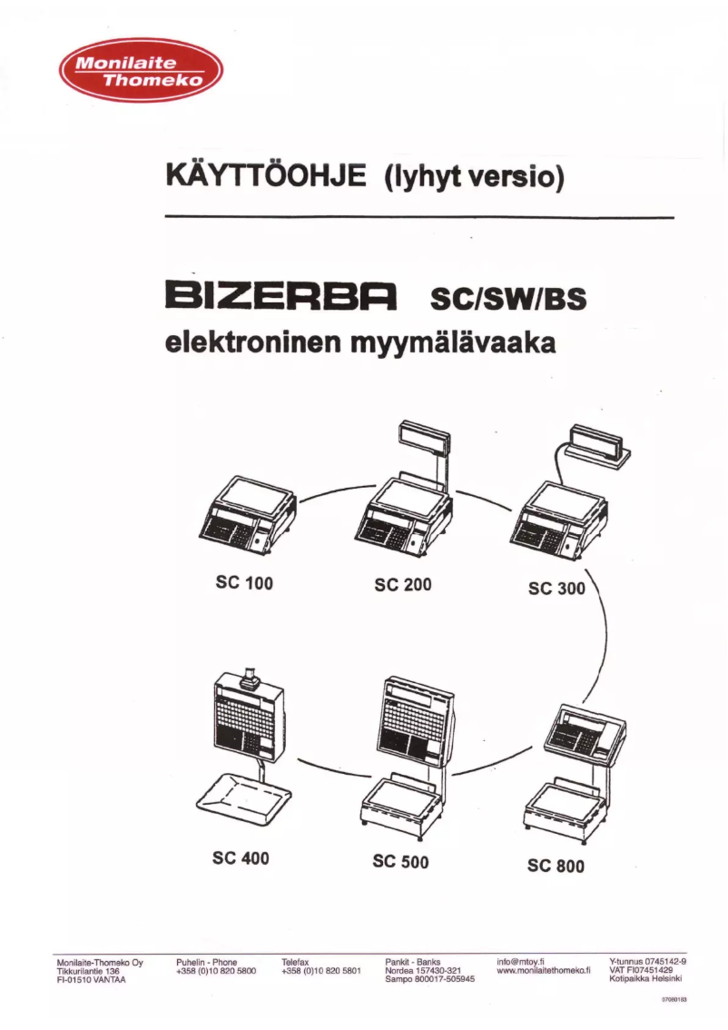 Page n°1 - Manuel utilisateur Bizerba SC 200