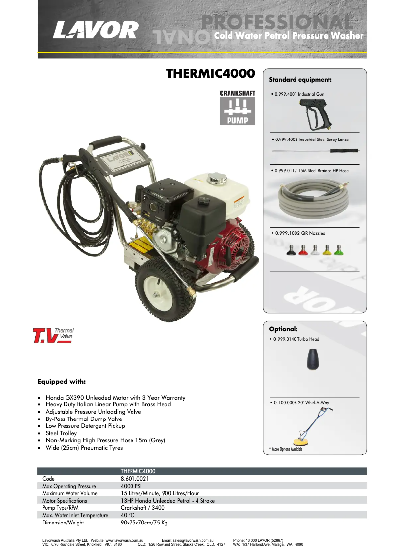 Page n°1 - Manuel utilisateur Lavorwash Thermic 4000