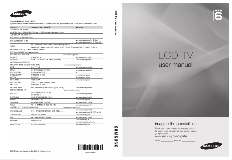 Image de la première page du manuel de l'appareil LE37C650L1W