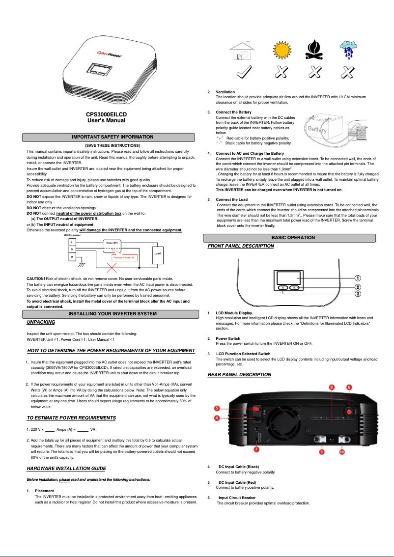 Image de la première page du manuel de l'appareil CPS3000EILCD