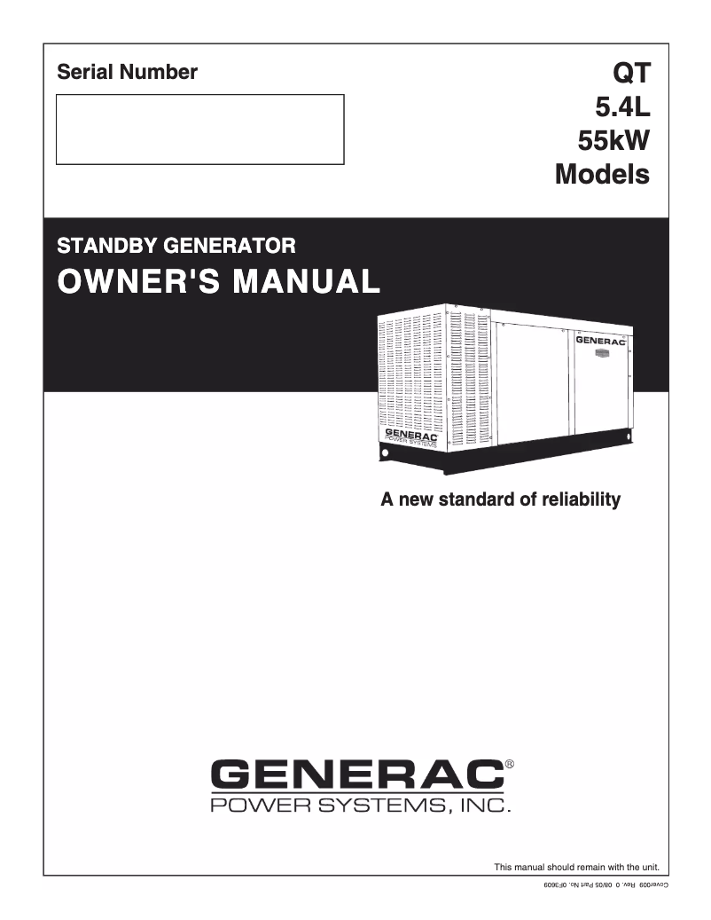 Page n°1 - Manuel utilisateur Generac QT05554ANSNR