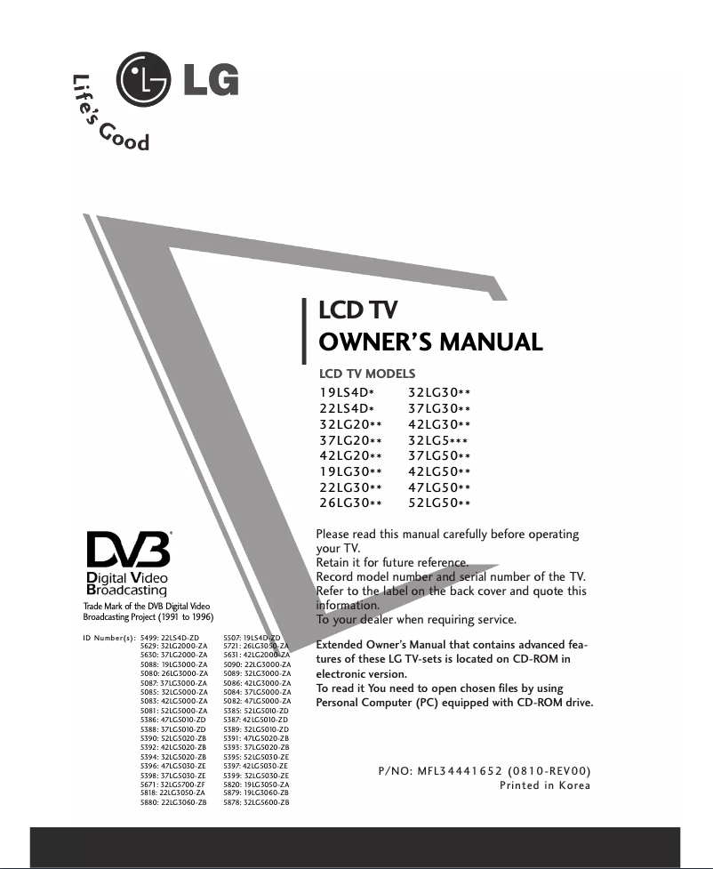 Page n°1 - Manuel utilisateur LG 425020-ZB