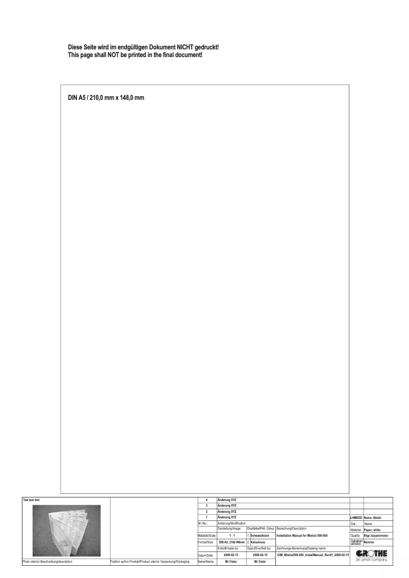 Page n°1 - Manuel utilisateur Grothe Mistral 600