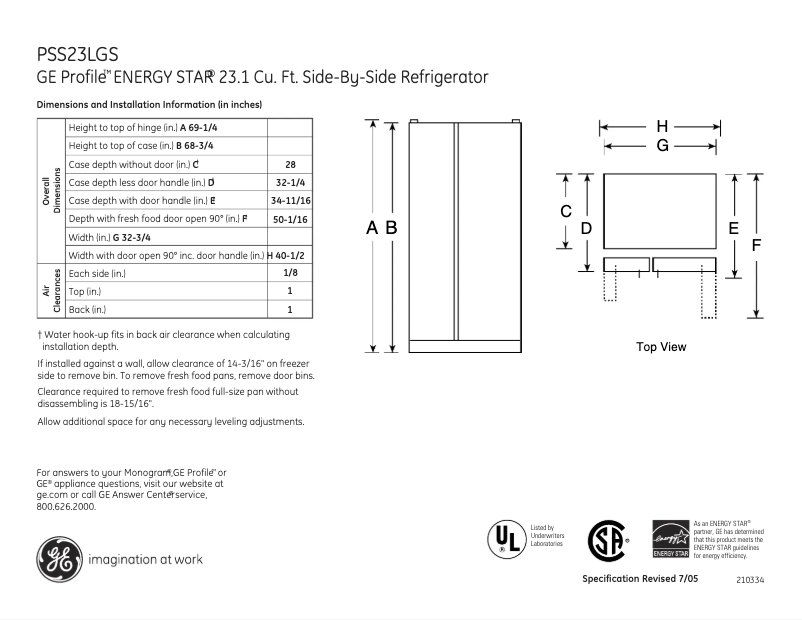 Imagen de la primera página del manual del dispositivo Profile PSS23LGSBB