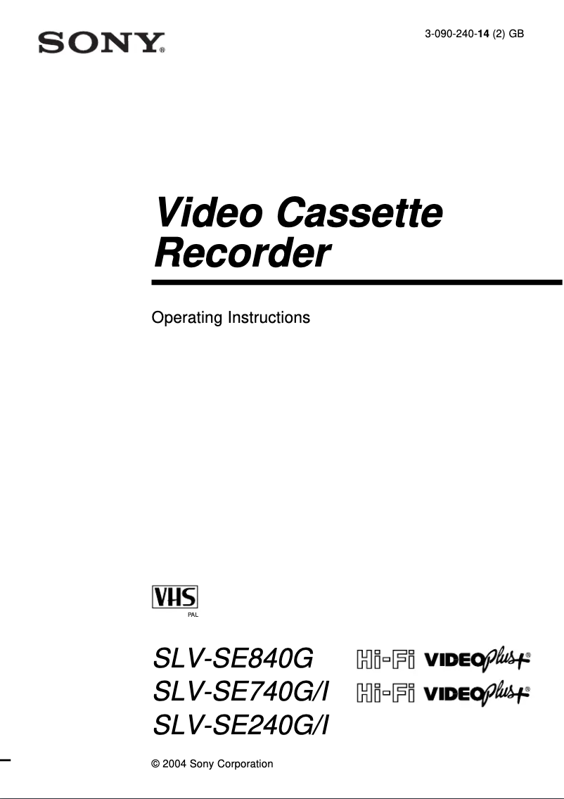 Page 1 de la notice Manuel utilisateur Sony SLV-SE740G