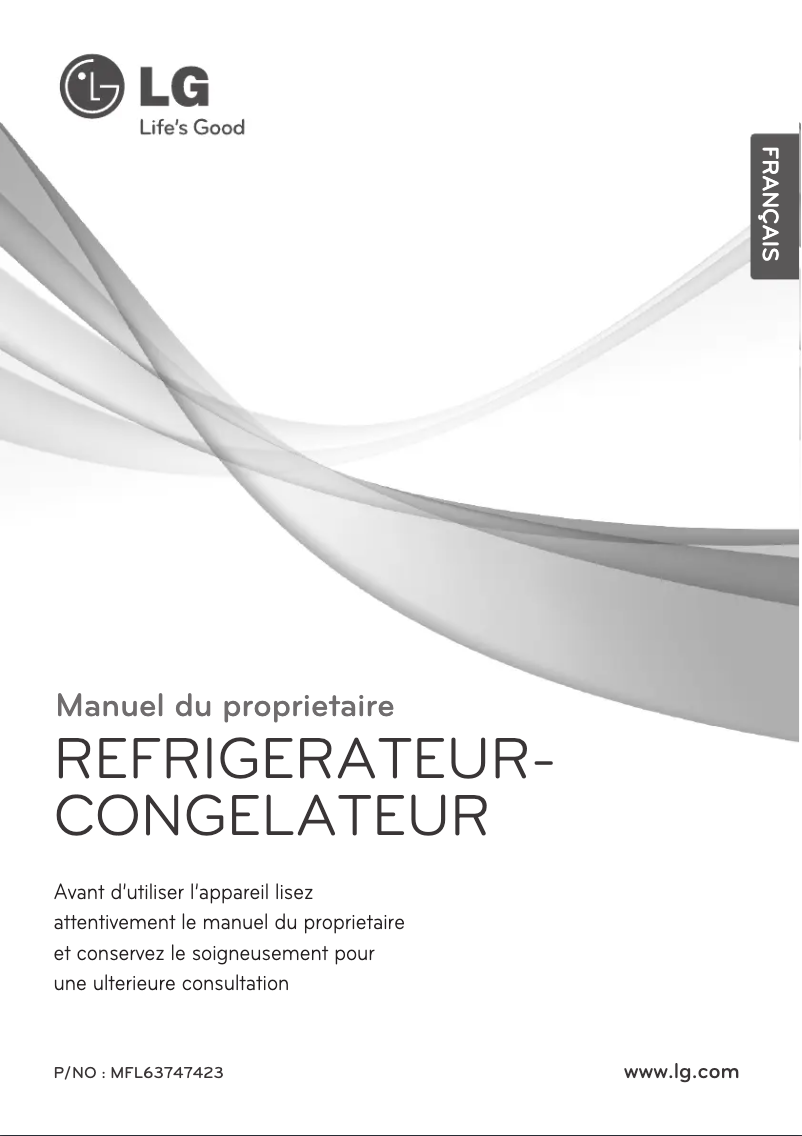 Page 1 de la notice Manuel utilisateur LG GR-B502CPC