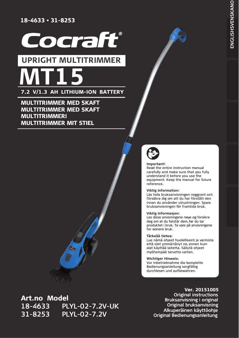 Page n°1 - Manuel utilisateur Cocraft MT15