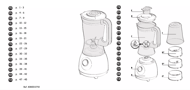 Page 1 de la notice Manuel utilisateur Tefal Uno BL2201