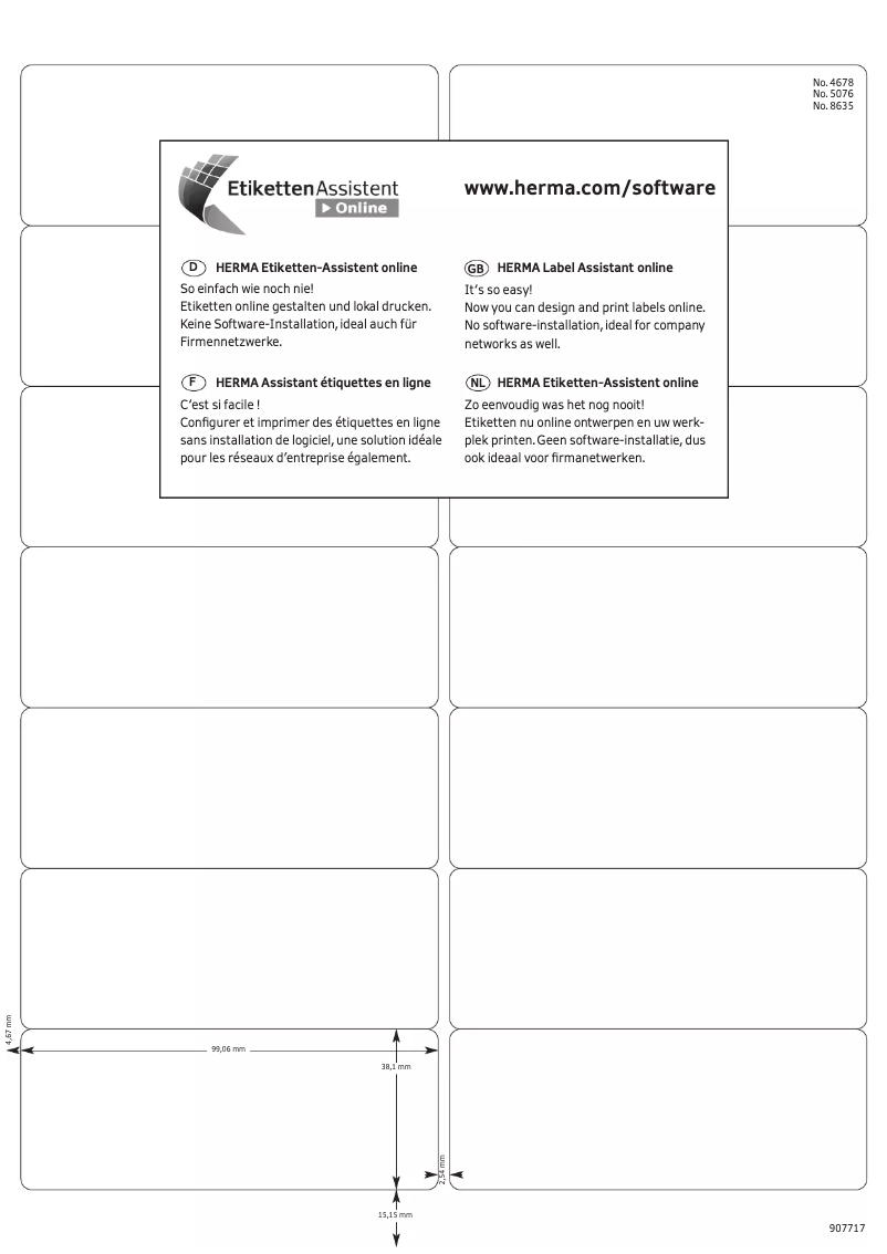 Page 1 de la notice Manuel utilisateur Herma 8635