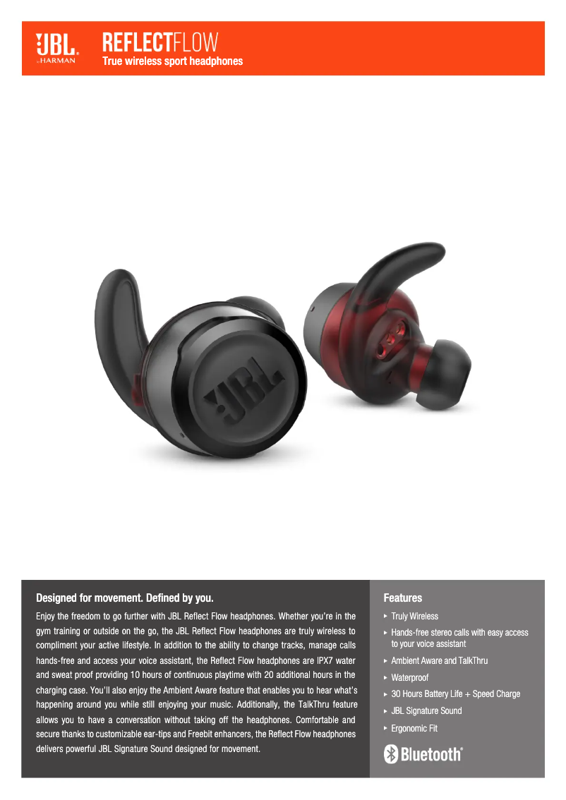 Página 1 del manual Ficha técnica JBL Reflect Flow