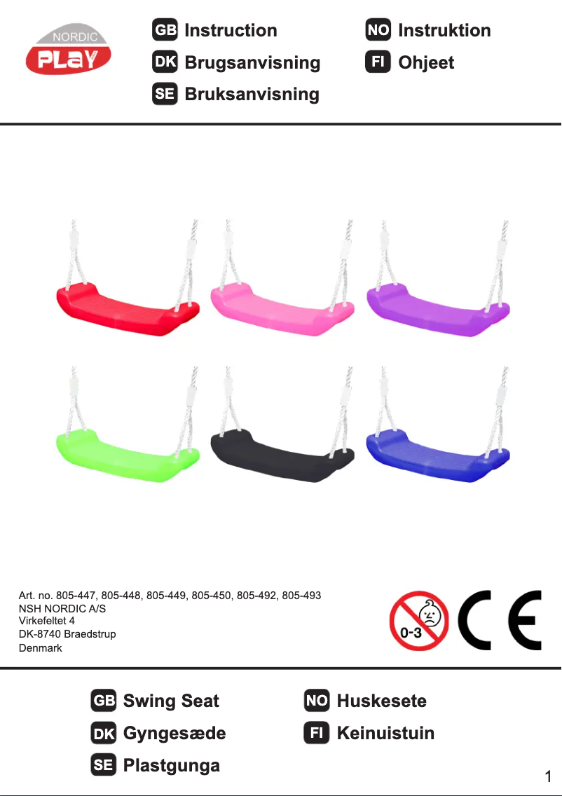 Page 1 de la notice Manuel utilisateur Nordic Play 805-448