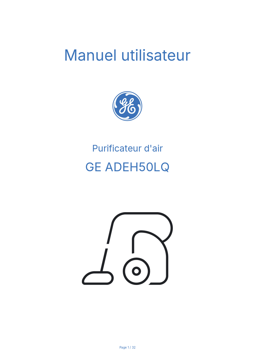 Image de la première page du manuel de l'appareil ADEH50LQ