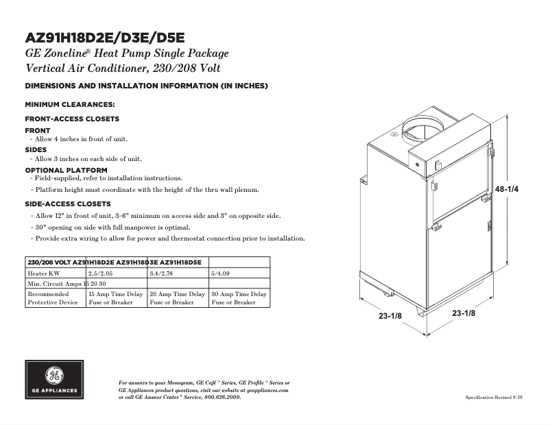Page n°1 - Fiche technique GE AZ91H18D5E