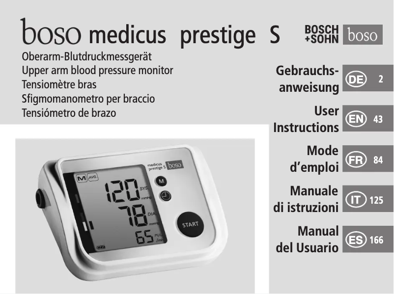 Page 1 de la notice Manuel utilisateur Boso Medicus Prestige S