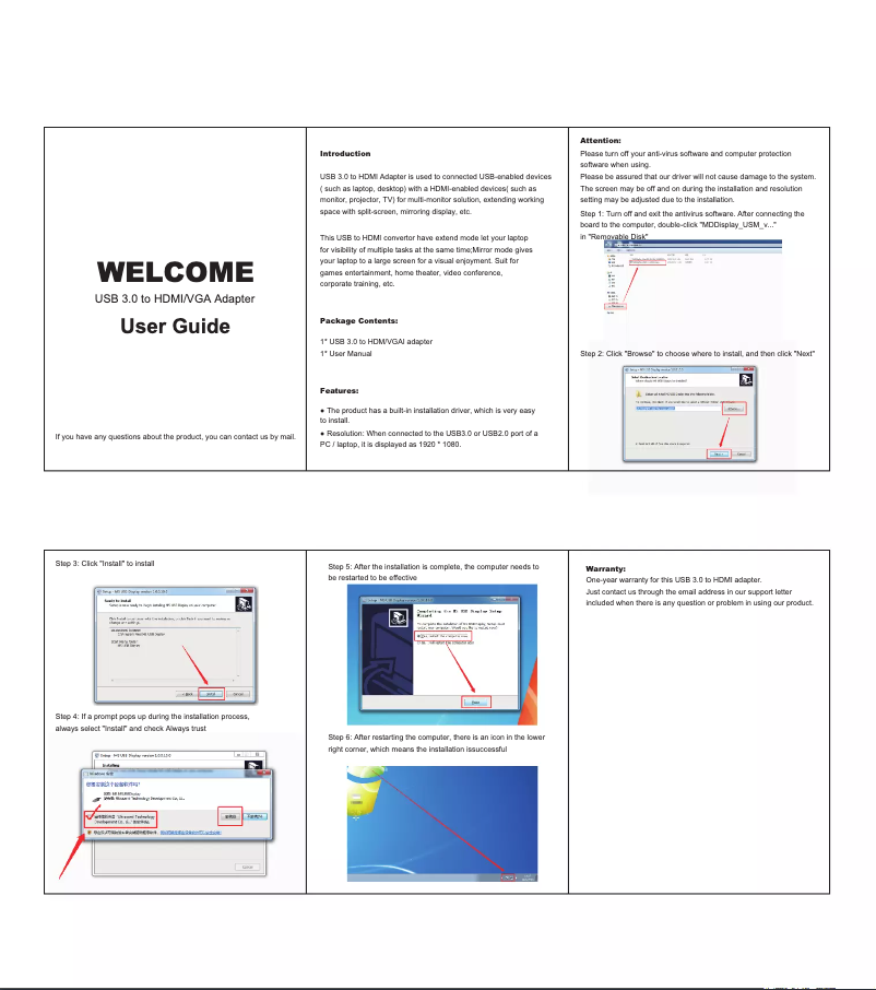 Image de la première page du manuel de l'appareil A-USB3-HDMIVGA-01