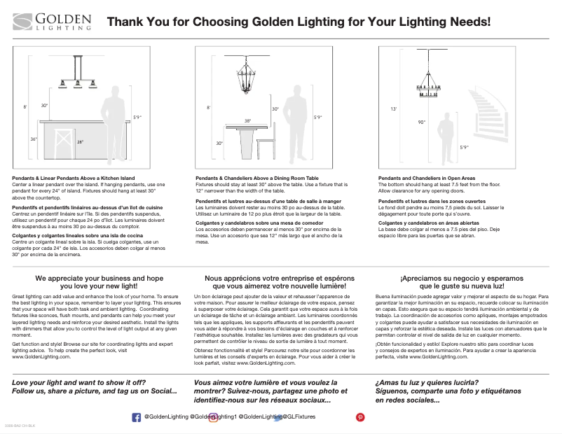 Page n°1 - Manuel utilisateur Golden Lighting Orwell 3306-BA2 CH-BLK