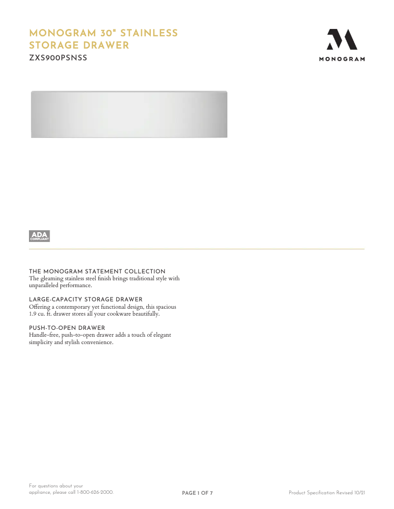 Page 1 de la notice Manuel utilisateur Monogram ZXS900P