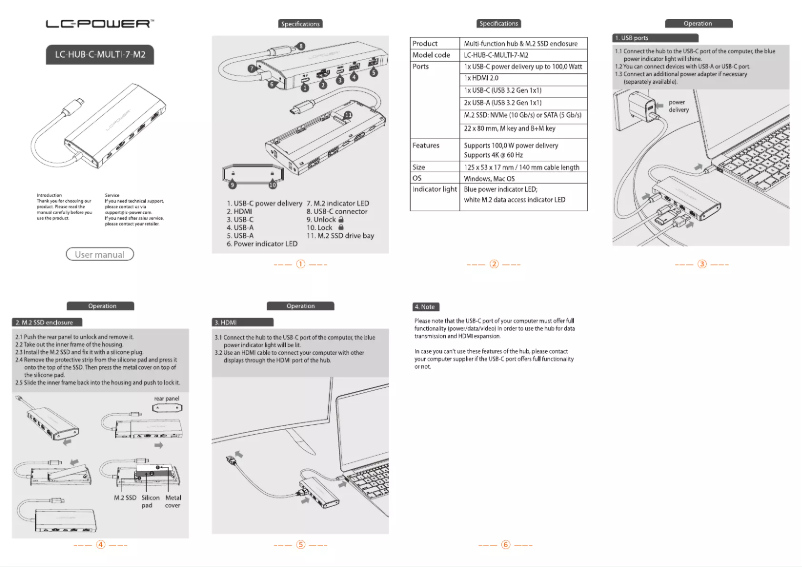 Page n°1 - Manuel utilisateur LC-Power LC-HUB-C-MULTI-7-M2