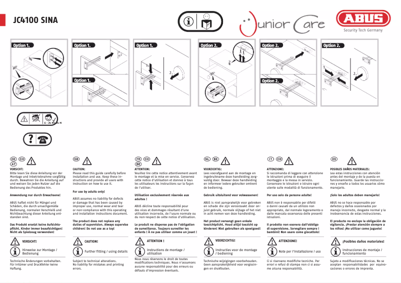 Page n°1 - Guide d'installation Abus JC4100A SINA