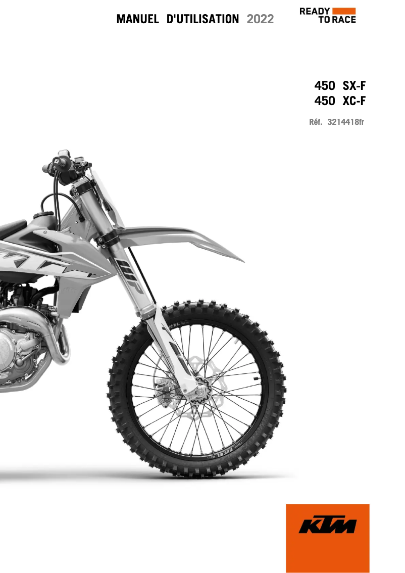 Page 1 de la notice Manuel utilisateur KTM 450 SX-F (2022)