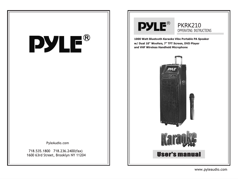 Page 1 de la notice Manuel utilisateur Pyle PKRK210