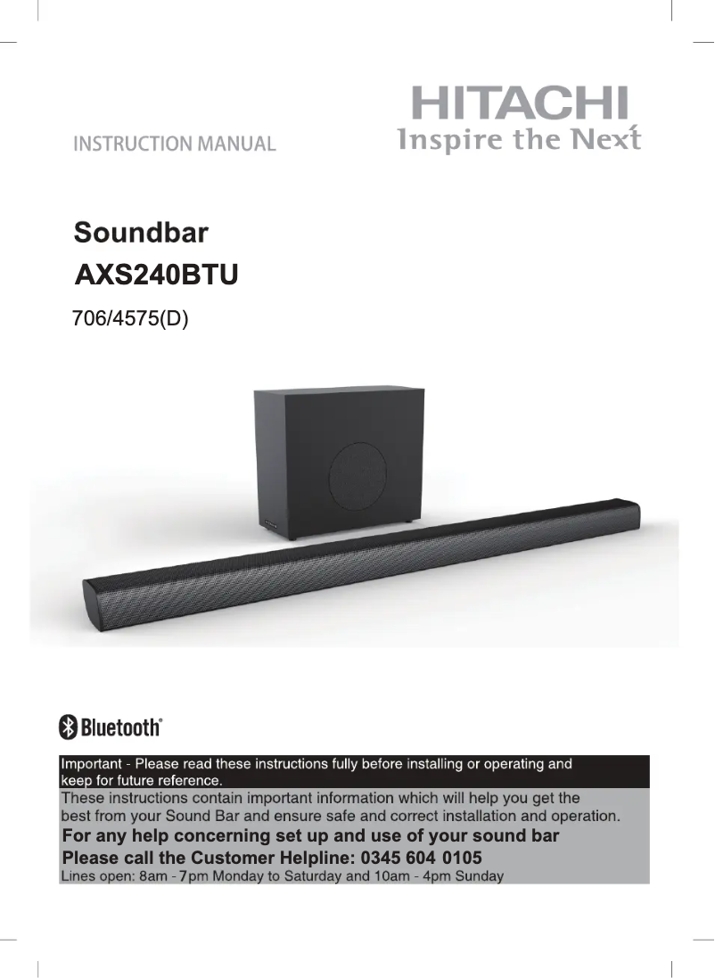 Image de la première page du manuel de l'appareil AXS240BTU