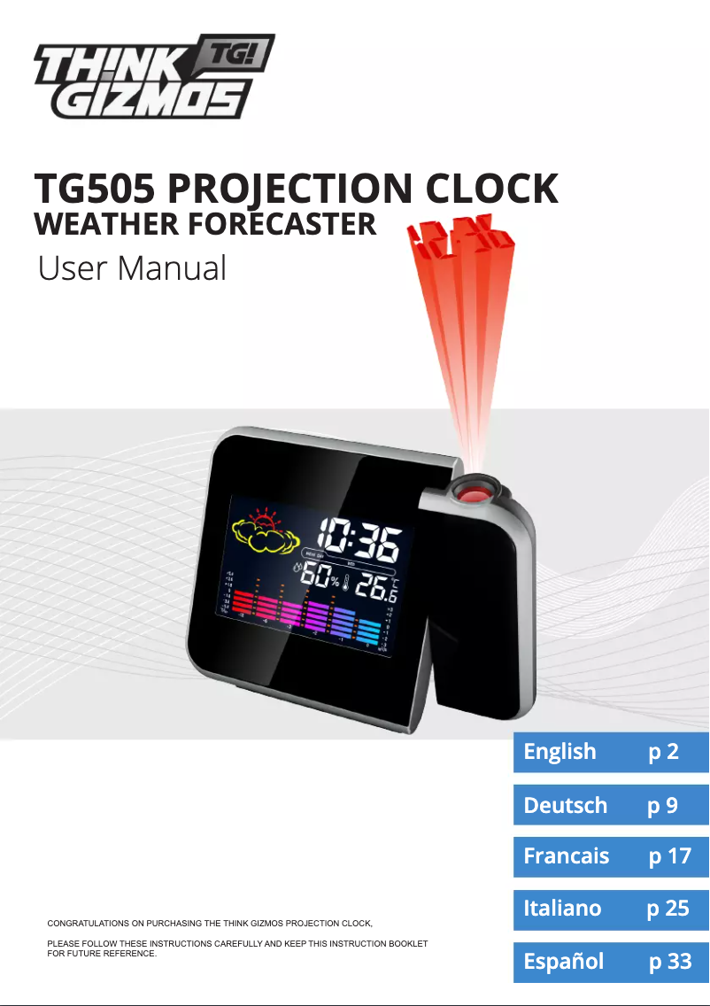 Page n°1 - Manuel utilisateur ThinkGizmos TG505