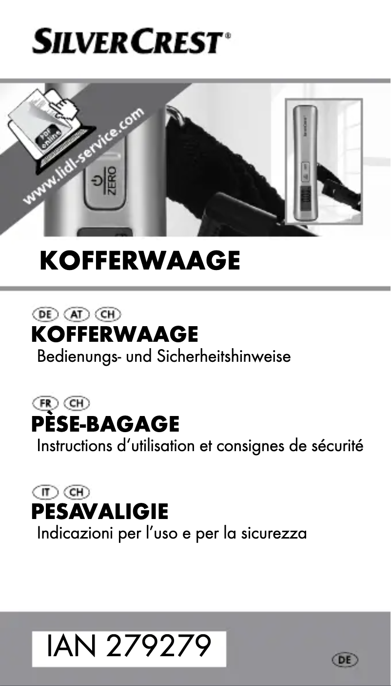 Page 1 de la notice Manuel utilisateur SilverCrest IAN 279279