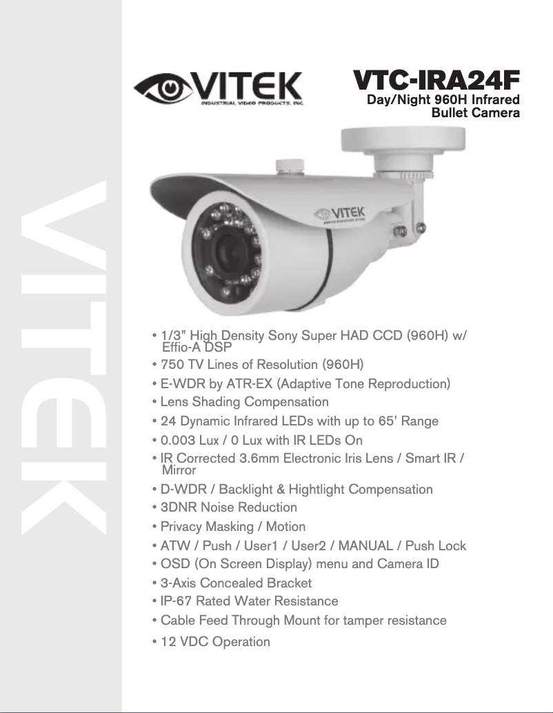 Page n°1 - Manuel utilisateur Vitek VTC-IRA24F