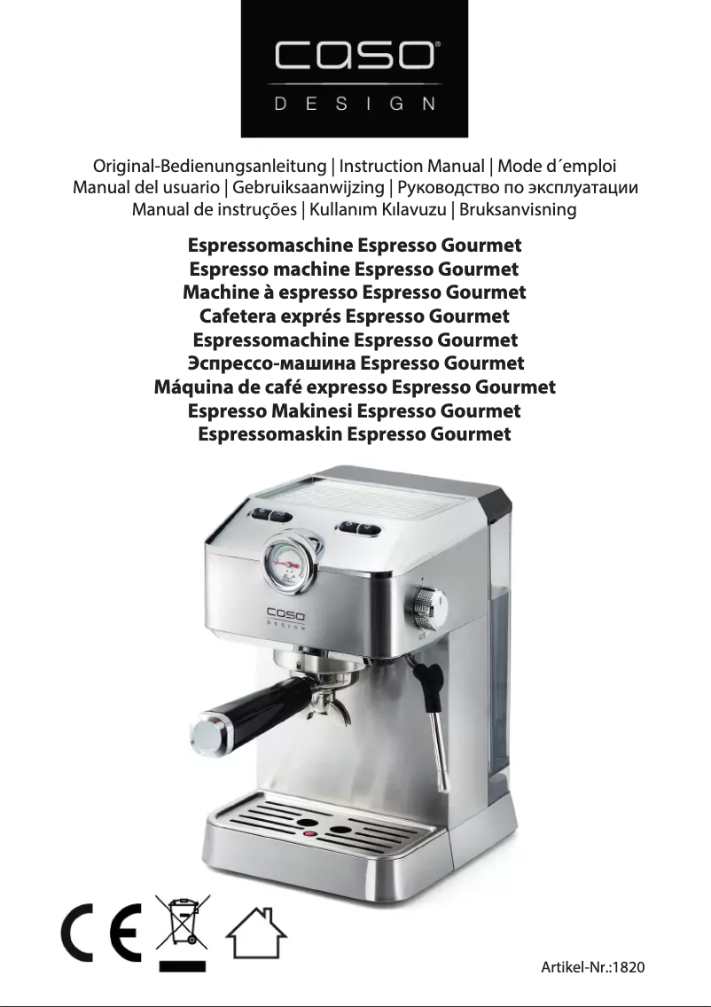 Image de la première page du manuel de l'appareil Espresso Gourmet 1820